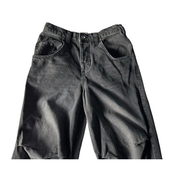 Free People We The Free Twin Flame Mid Rise Cropped Wide Leg Black Jeans Sz 26 - Picture 4 of 10